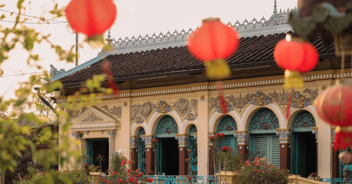 Maison ancienne de Binh Thuy à Can Tho, façade d’une maison coloniale du delta du Mékong